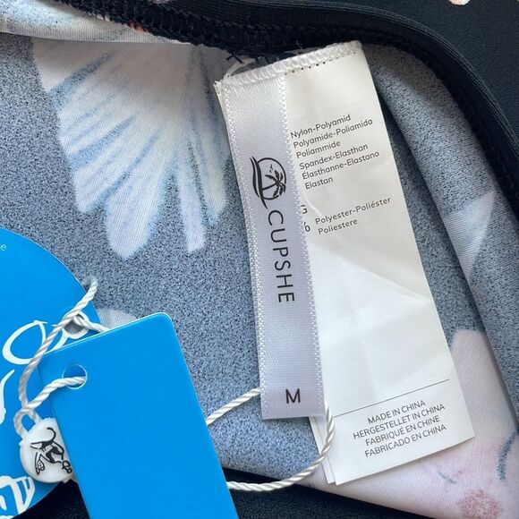 Cupshe Black Floral/ Tropical Print Swim Bikini Bottoms. Size Medium. NWT. - Picture 7 of 12